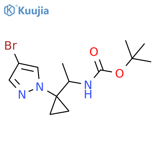 tert-butyl N-{1-1-(4-bromo-1H-pyrazol-1-yl)cyclopropylethyl}carbamate structure