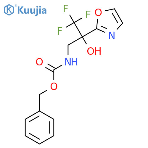 benzyl N-3,3,3-trifluoro-2-hydroxy-2-(1,3-oxazol-2-yl)propylcarbamate structure