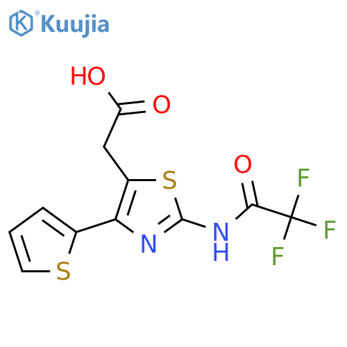 2-4-(thiophen-2-yl)-2-(2,2,2-trifluoroacetamido)-1,3-thiazol-5-ylacetic acid structure