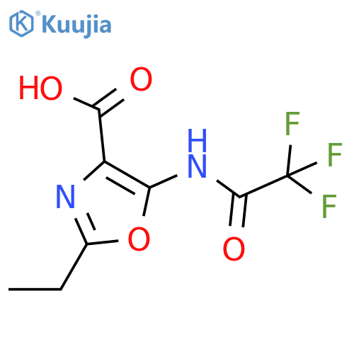 2-Ethyl-5-(2,2,2-trifluoroacetamido)-1,3-oxazole-4-carboxylic acid structure