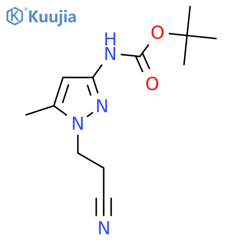 tert-butyl N-1-(2-cyanoethyl)-5-methyl-1H-pyrazol-3-ylcarbamate structure