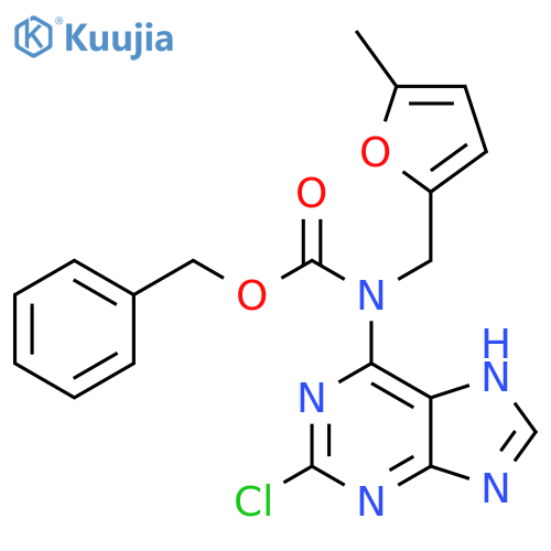 benzyl N-(2-chloro-7H-purin-6-yl)-N-(5-methylfuran-2-yl)methylcarbamate structure