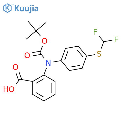 2-{(tert-butoxy)carbonyl({4-(difluoromethyl)sulfanylphenyl})amino}benzoic acid structure