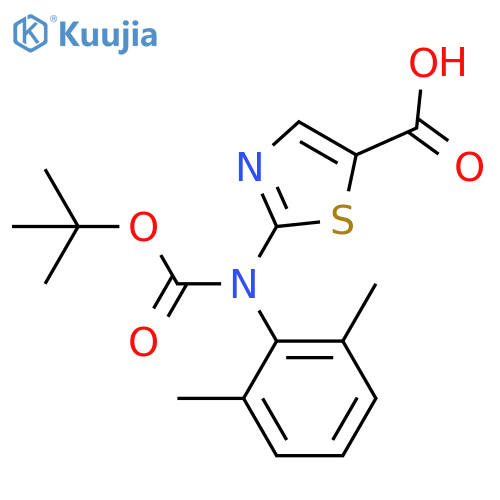 2-{(tert-butoxy)carbonyl(2,6-dimethylphenyl)amino}-1,3-thiazole-5-carboxylic acid structure