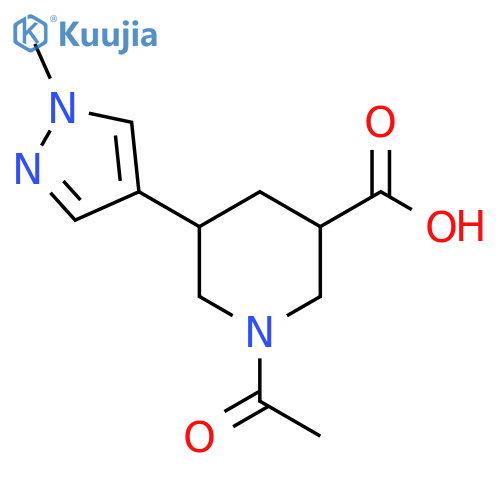 1-acetyl-5-(1-methyl-1H-pyrazol-4-yl)piperidine-3-carboxylic acid structure