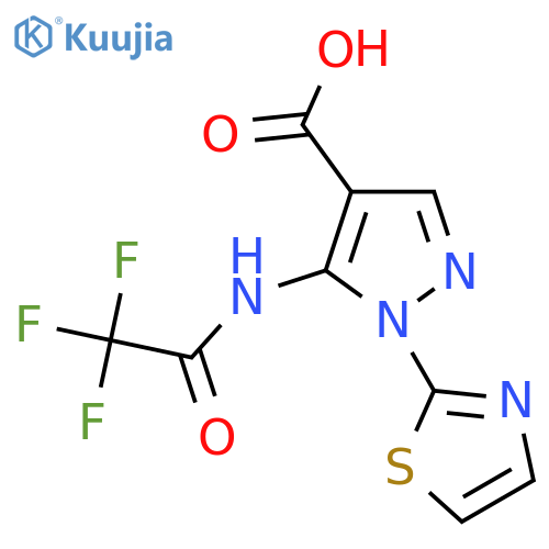1-(1,3-thiazol-2-yl)-5-(2,2,2-trifluoroacetamido)-1H-pyrazole-4-carboxylic acid structure
