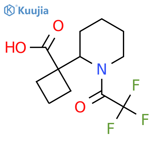 1-[1-(2,2,2-Trifluoroacetyl)piperidin-2-yl]cyclobutane-1-carboxylic acid structure