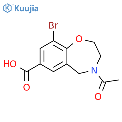 4-acetyl-9-bromo-2,3,4,5-tetrahydro-1,4-benzoxazepine-7-carboxylic acid structure
