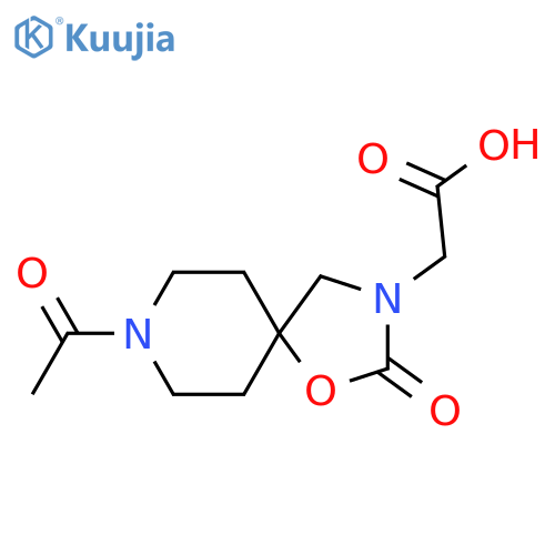2-{8-acetyl-2-oxo-1-oxa-3,8-diazaspiro4.5decan-3-yl}acetic acid structure