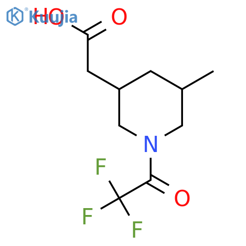 2-5-methyl-1-(trifluoroacetyl)piperidin-3-ylacetic acid structure