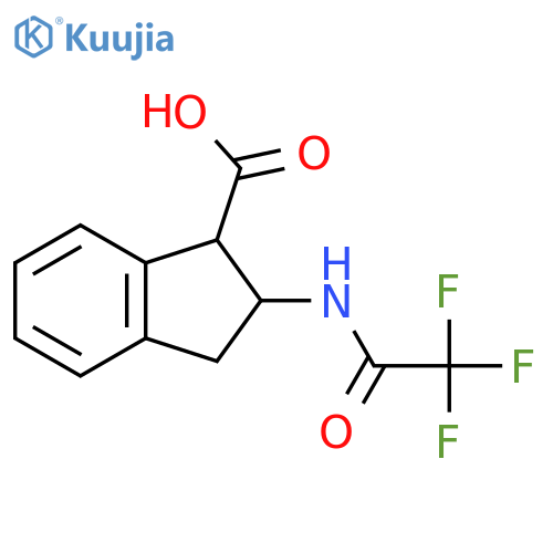 2-(2,2,2-trifluoroacetamido)-2,3-dihydro-1H-indene-1-carboxylic acid structure