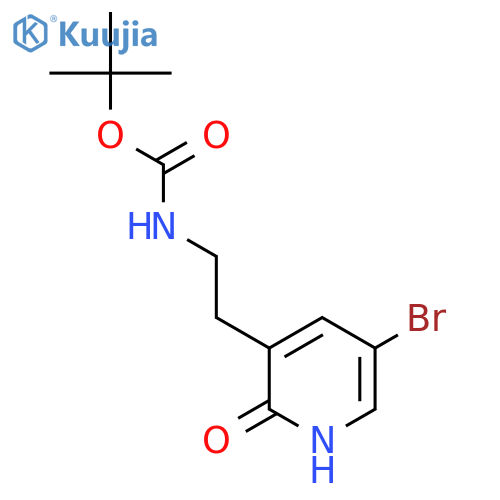 tert-butyl N-2-(5-bromo-2-oxo-1,2-dihydropyridin-3-yl)ethylcarbamate structure