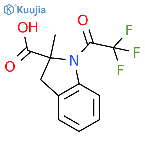 2-methyl-1-(2,2,2-trifluoroacetyl)-2,3-dihydro-1H-indole-2-carboxylic acid structure