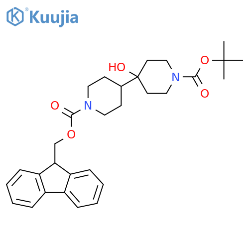 1-tert-butyl 1'-(9H-fluoren-9-yl)methyl 4-hydroxy-4,4'-bipiperidine-1,1'-dicarboxylate structure