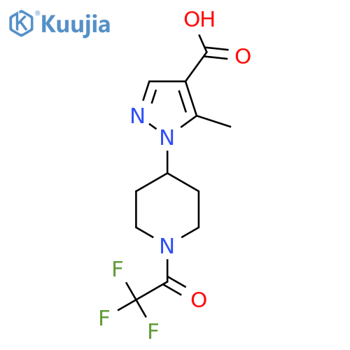 5-methyl-1-1-(2,2,2-trifluoroacetyl)piperidin-4-yl-1H-pyrazole-4-carboxylic acid structure