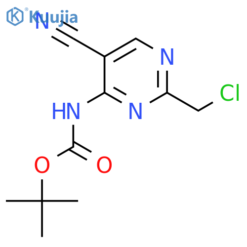 tert-butyl N-2-(chloromethyl)-5-cyanopyrimidin-4-ylcarbamate structure