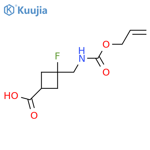 (1r,3r)-3-fluoro-3-({(prop-2-en-1-yloxy)carbonylamino}methyl)cyclobutane-1-carboxylic acid structure