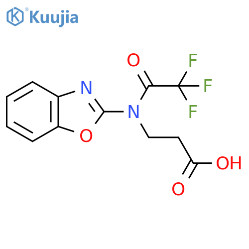 3-N-(1,3-benzoxazol-2-yl)-2,2,2-trifluoroacetamidopropanoic acid structure