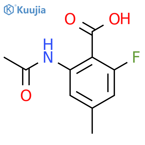 2-Acetamido-6-fluoro-4-methylbenzoic acid structure