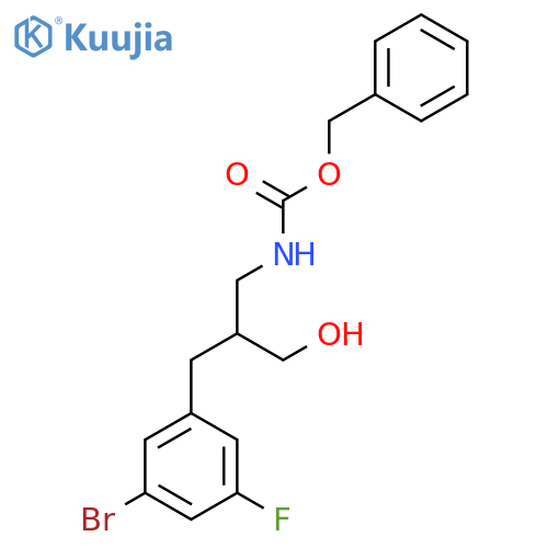 benzyl N-{2-(3-bromo-5-fluorophenyl)methyl-3-hydroxypropyl}carbamate structure