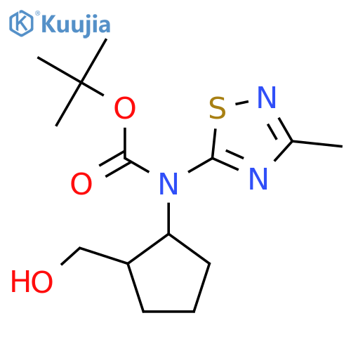 tert-butyl N-2-(hydroxymethyl)cyclopentyl-N-(3-methyl-1,2,4-thiadiazol-5-yl)carbamate structure