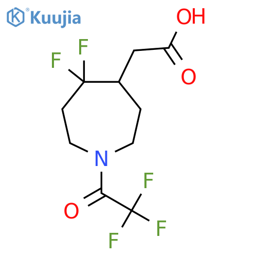 2-5,5-difluoro-1-(2,2,2-trifluoroacetyl)azepan-4-ylacetic acid structure