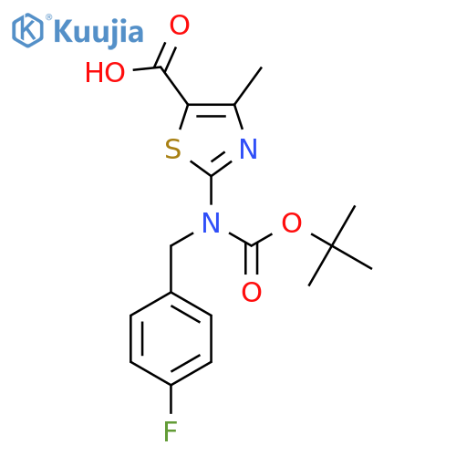 2-{(tert-butoxy)carbonyl(4-fluorophenyl)methylamino}-4-methyl-1,3-thiazole-5-carboxylic acid structure