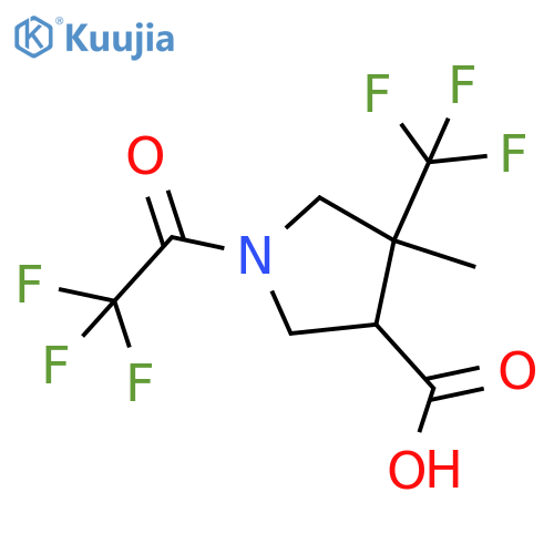 4-Methyl-1-(trifluoroacetyl)-4-(trifluoromethyl)pyrrolidine-3-carboxylic acid structure