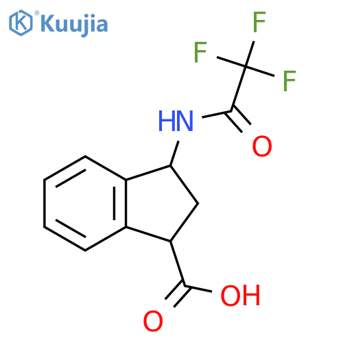 3-(2,2,2-trifluoroacetamido)-2,3-dihydro-1H-indene-1-carboxylic acid structure