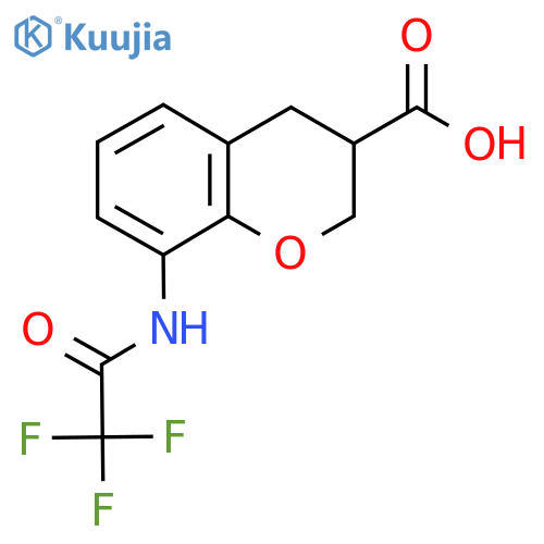 8-(2,2,2-trifluoroacetamido)-3,4-dihydro-2H-1-benzopyran-3-carboxylic acid structure
