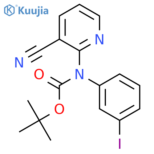 tert-butyl N-(3-cyanopyridin-2-yl)-N-(3-iodophenyl)carbamate structure