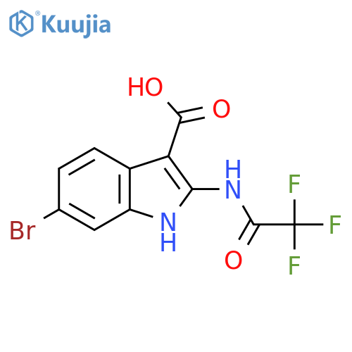 6-bromo-2-(2,2,2-trifluoroacetamido)-1H-indole-3-carboxylic acid structure