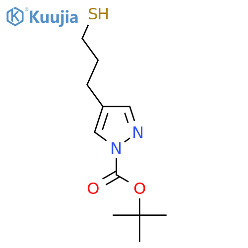 tert-butyl 4-(3-sulfanylpropyl)-1H-pyrazole-1-carboxylate structure