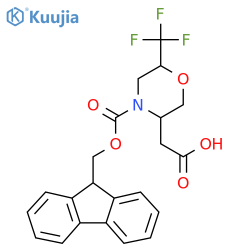 2-(4-{(9H-fluoren-9-yl)methoxycarbonyl}-6-(trifluoromethyl)morpholin-3-yl)acetic acid structure
