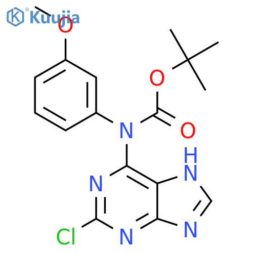 tert-butyl N-(2-chloro-7H-purin-6-yl)-N-(3-methoxyphenyl)carbamate structure