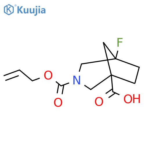 5-fluoro-3-(prop-2-en-1-yloxy)carbonyl-3-azabicyclo3.2.1octane-1-carboxylic acid structure