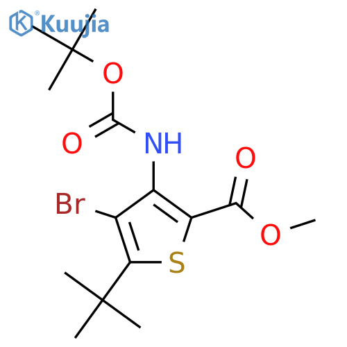 methyl 4-bromo-3-{(tert-butoxy)carbonylamino}-5-tert-butylthiophene-2-carboxylate structure