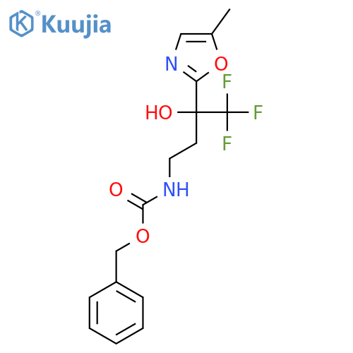 benzyl N-4,4,4-trifluoro-3-hydroxy-3-(5-methyl-1,3-oxazol-2-yl)butylcarbamate structure