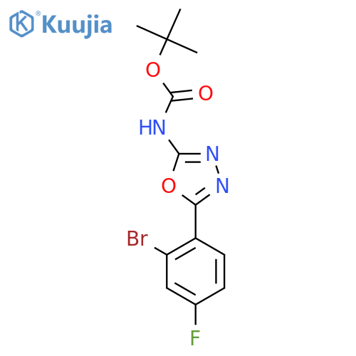 tert-butyl N-5-(2-bromo-4-fluorophenyl)-1,3,4-oxadiazol-2-ylcarbamate structure