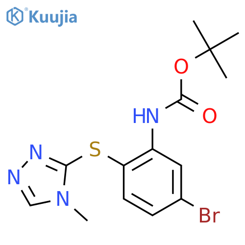 tert-butyl N-{5-bromo-2-(4-methyl-4H-1,2,4-triazol-3-yl)sulfanylphenyl}carbamate structure