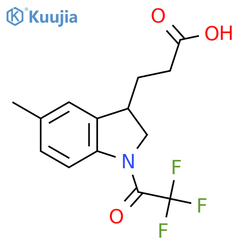 3-5-methyl-1-(2,2,2-trifluoroacetyl)-2,3-dihydro-1H-indol-3-ylpropanoic acid structure