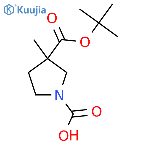 3-[(Tert-butoxy)carbonyl]-3-methylpyrrolidine-1-carboxylic acid structure