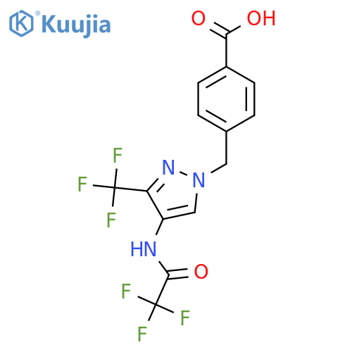 4-{4-(2,2,2-trifluoroacetamido)-3-(trifluoromethyl)-1H-pyrazol-1-ylmethyl}benzoic acid structure
