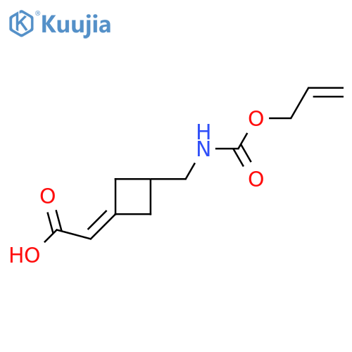 2-3-({(prop-2-en-1-yloxy)carbonylamino}methyl)cyclobutylideneacetic acid structure