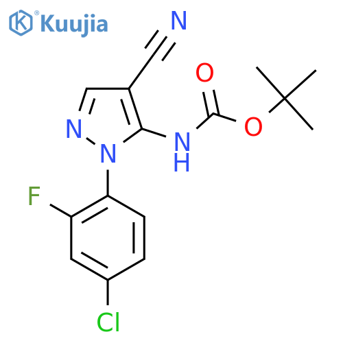 tert-butyl N-1-(4-chloro-2-fluorophenyl)-4-cyano-1H-pyrazol-5-ylcarbamate structure