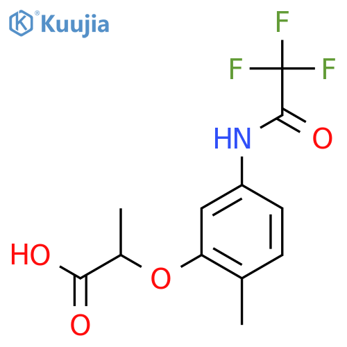 2-2-methyl-5-(2,2,2-trifluoroacetamido)phenoxypropanoic acid structure