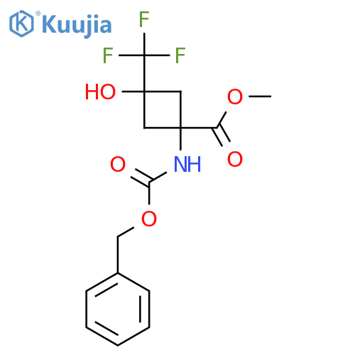 methyl 1-{(benzyloxy)carbonylamino}-3-hydroxy-3-(trifluoromethyl)cyclobutane-1-carboxylate structure