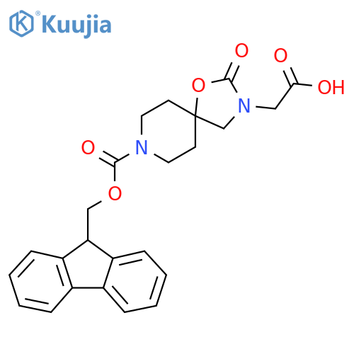 2-(8-{(9H-fluoren-9-yl)methoxycarbonyl}-2-oxo-1-oxa-3,8-diazaspiro4.5decan-3-yl)acetic acid structure