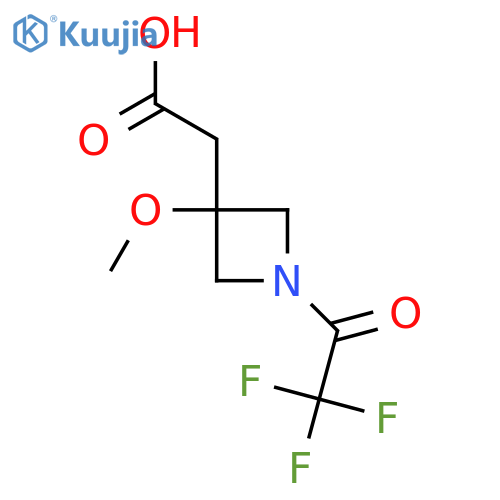 2-3-methoxy-1-(2,2,2-trifluoroacetyl)azetidin-3-ylacetic acid structure