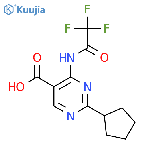 2-Cyclopentyl-4-(2,2,2-trifluoroacetamido)pyrimidine-5-carboxylic acid structure
